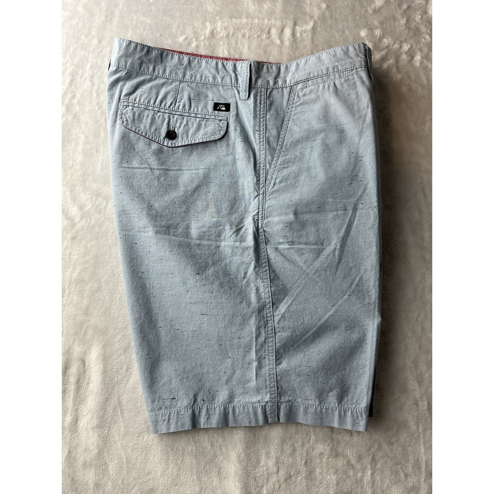 QUICKSILVER Men's Short 38 Blue Flat Front Chino Flap Pockets Casual Outdoor